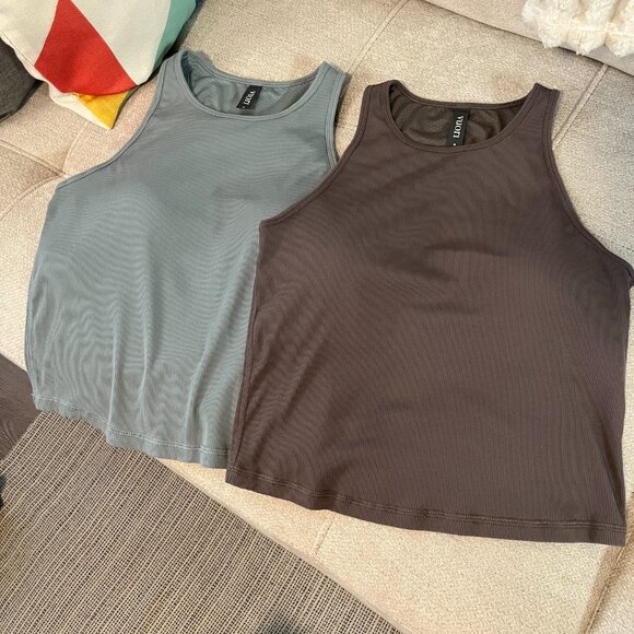 TWO Vuori Pose Plyo Tanks Green Brown Sz M - Picture 8 of 13